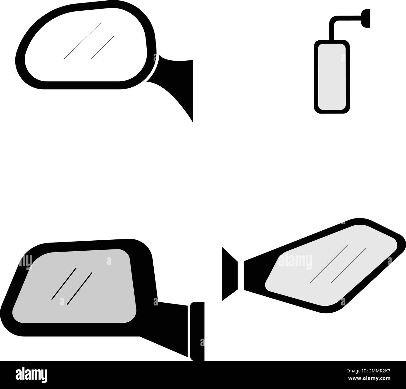 rear view car mirror icon in black frame isolated on white background