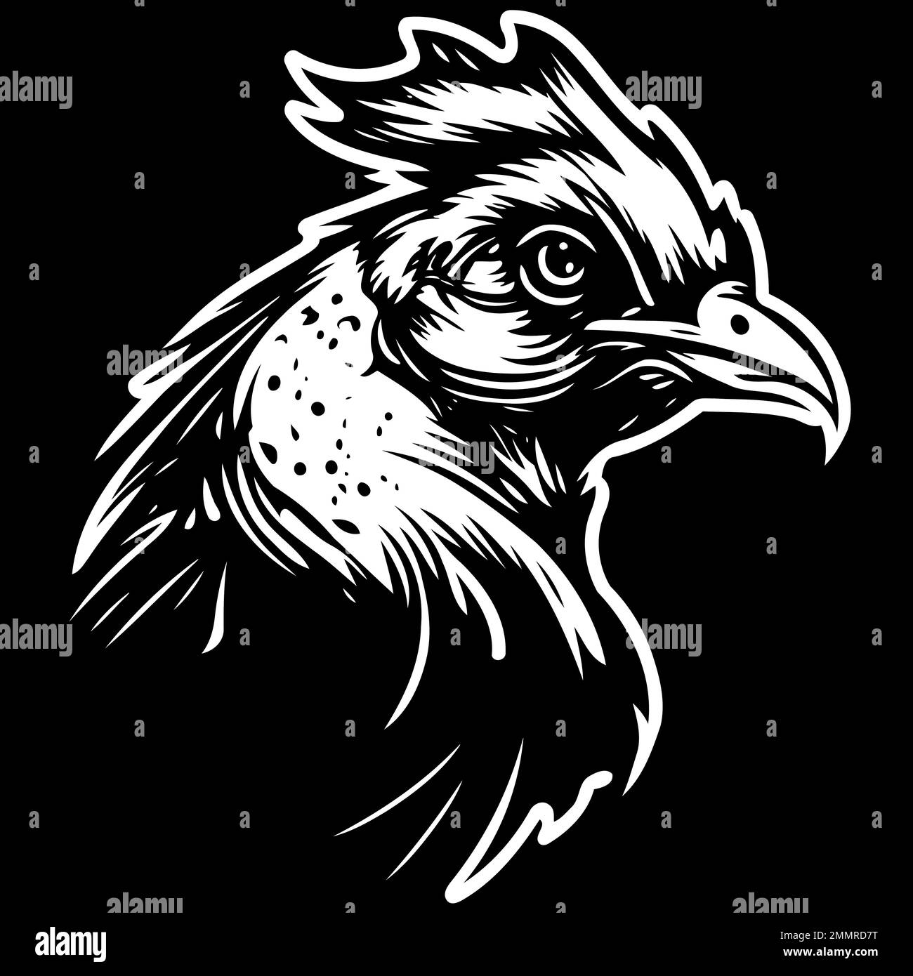 Vector illustration of chicken bird animal head hen seen from the side ...