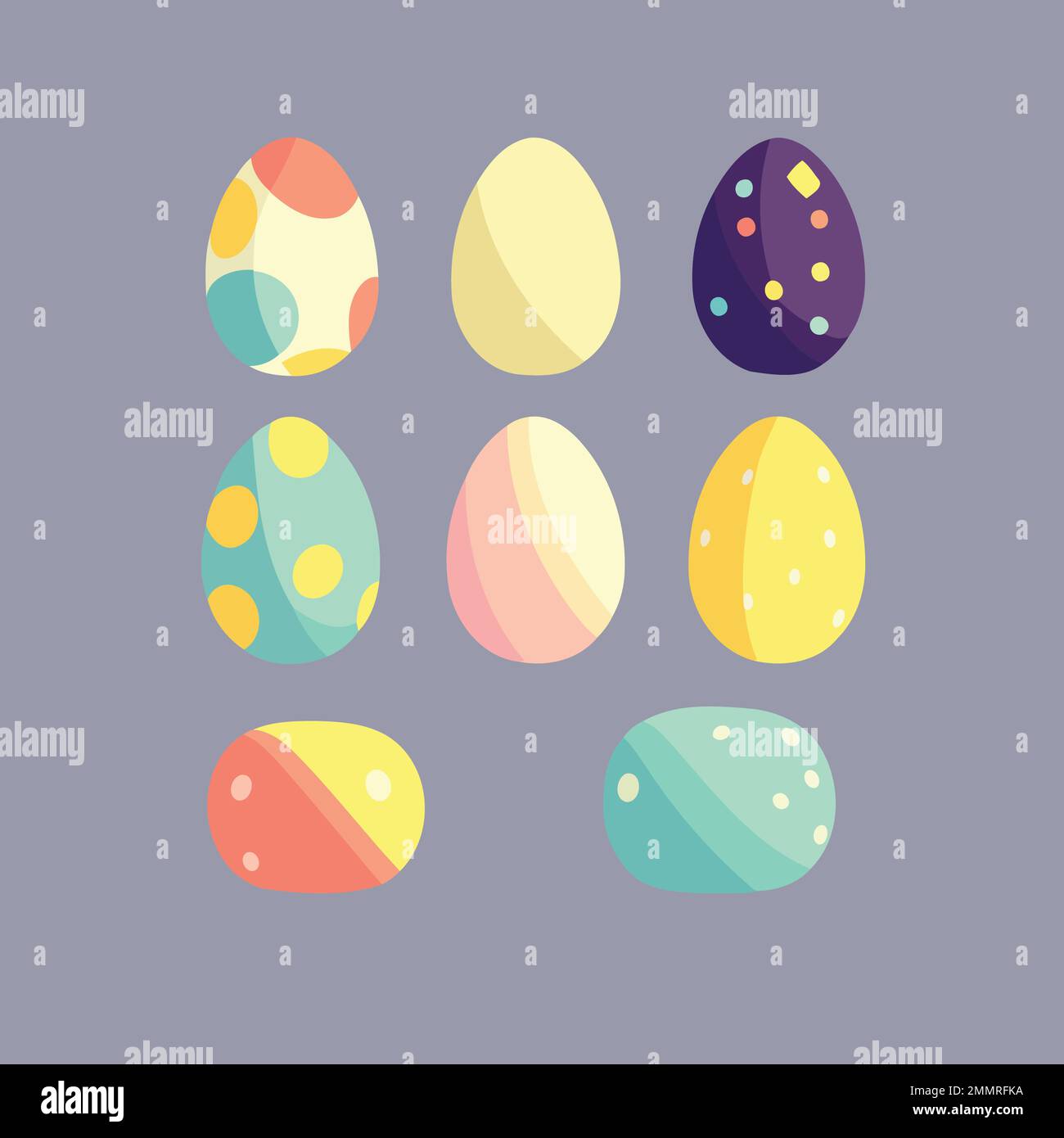 Vector illustration of food themed colorful easter eggs collection ...