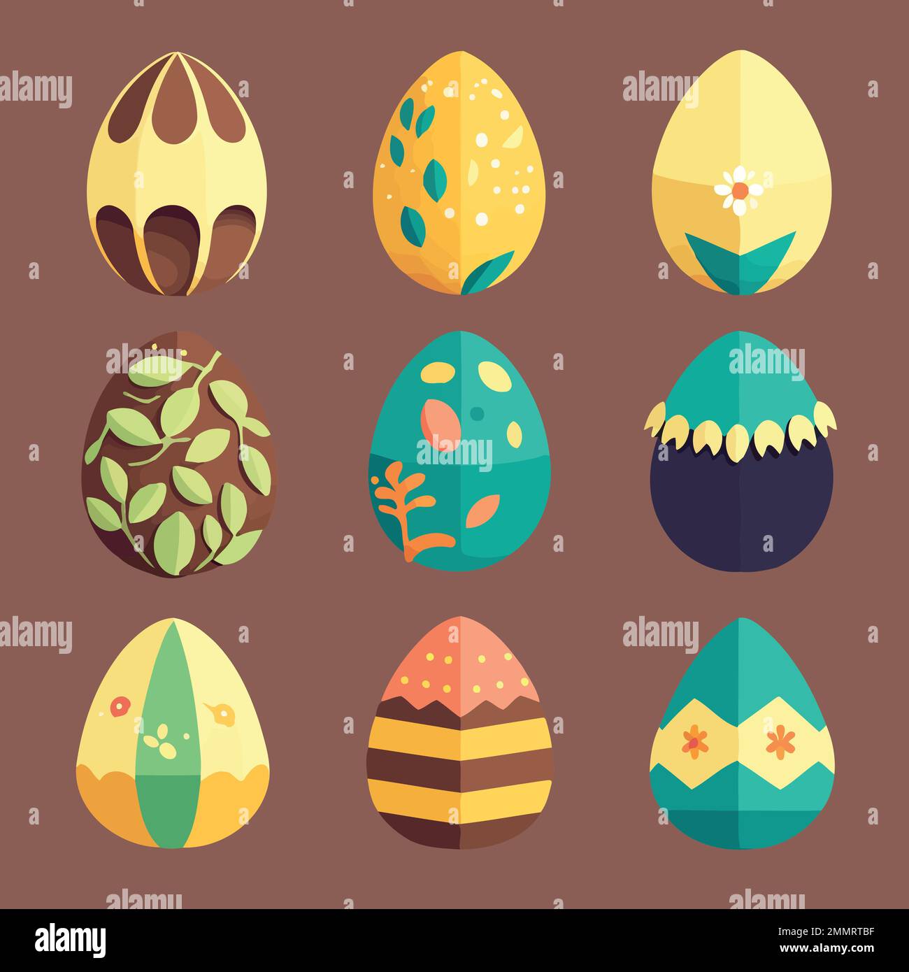 Vector illustration of food themed colorful easter eggs collection ...
