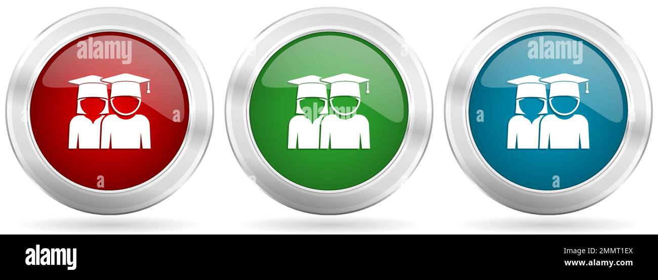 Education, educate, graduate, female and male students vector icon set ...