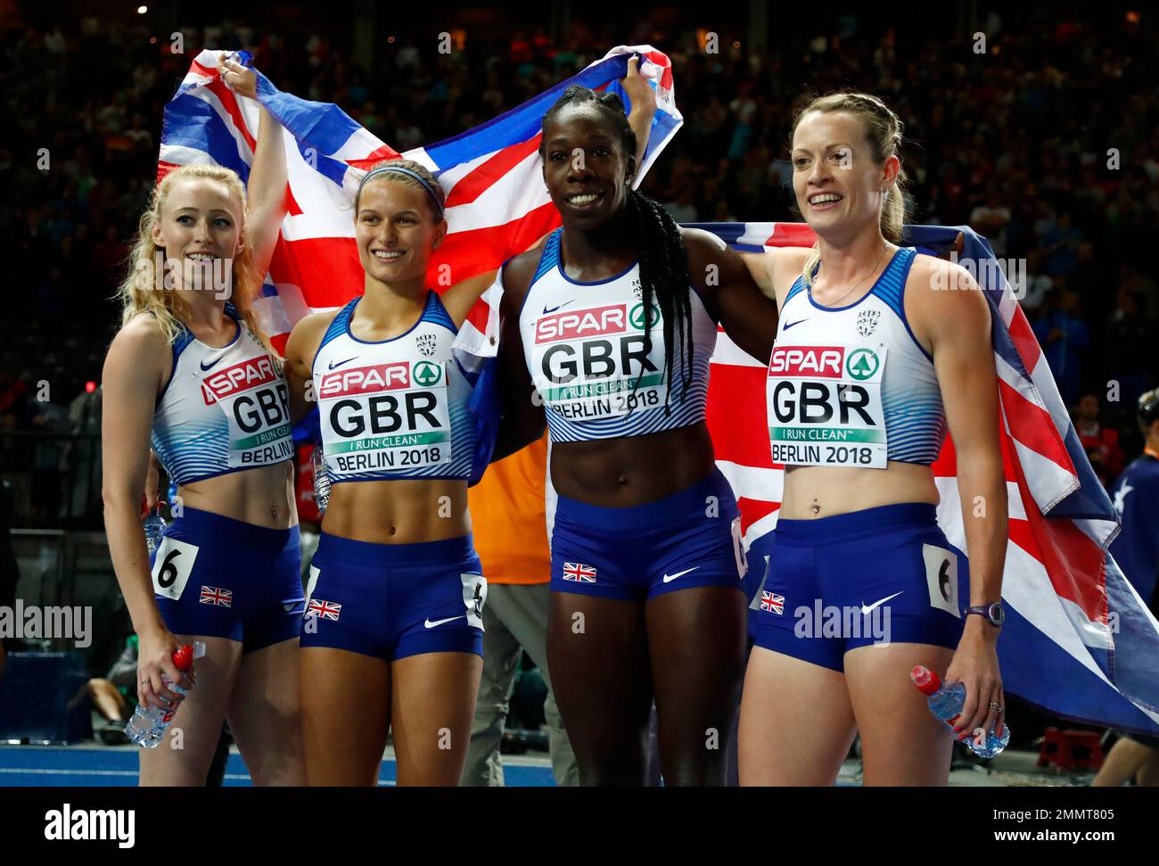 The British team celebrate after winning the bronze medal in the women ...