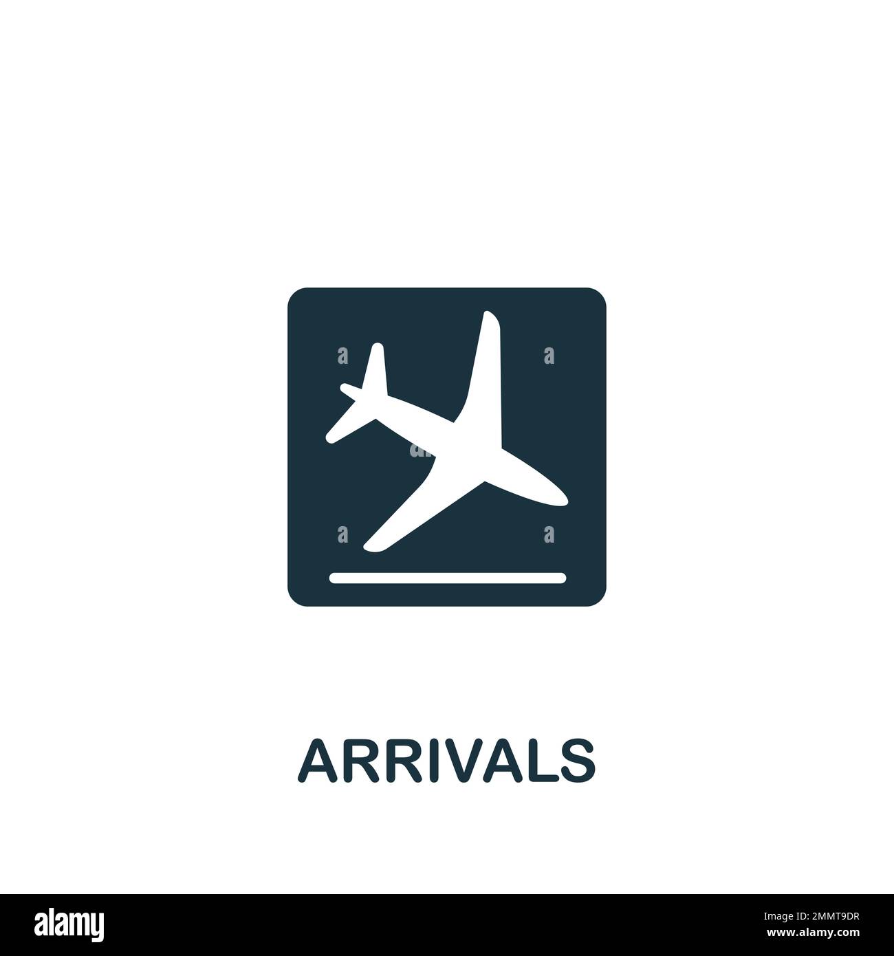 Arrivals icon. Monochrome simple sign from airport elements collection. Arrivals icon for logo, templates, web design and infographics. Stock Vector