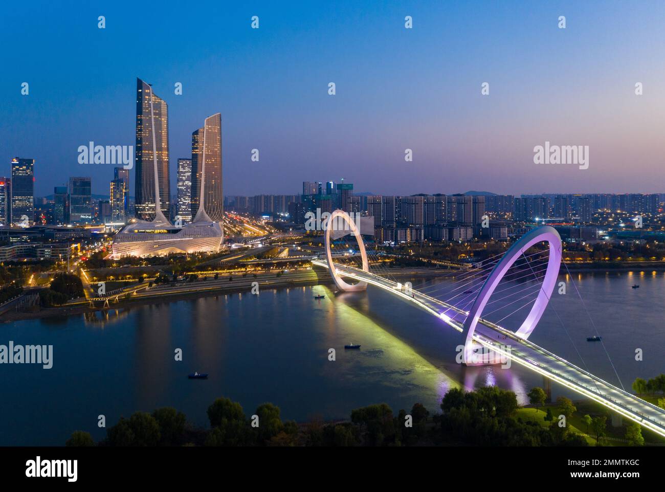 Nanjing city night scene Stock Photo