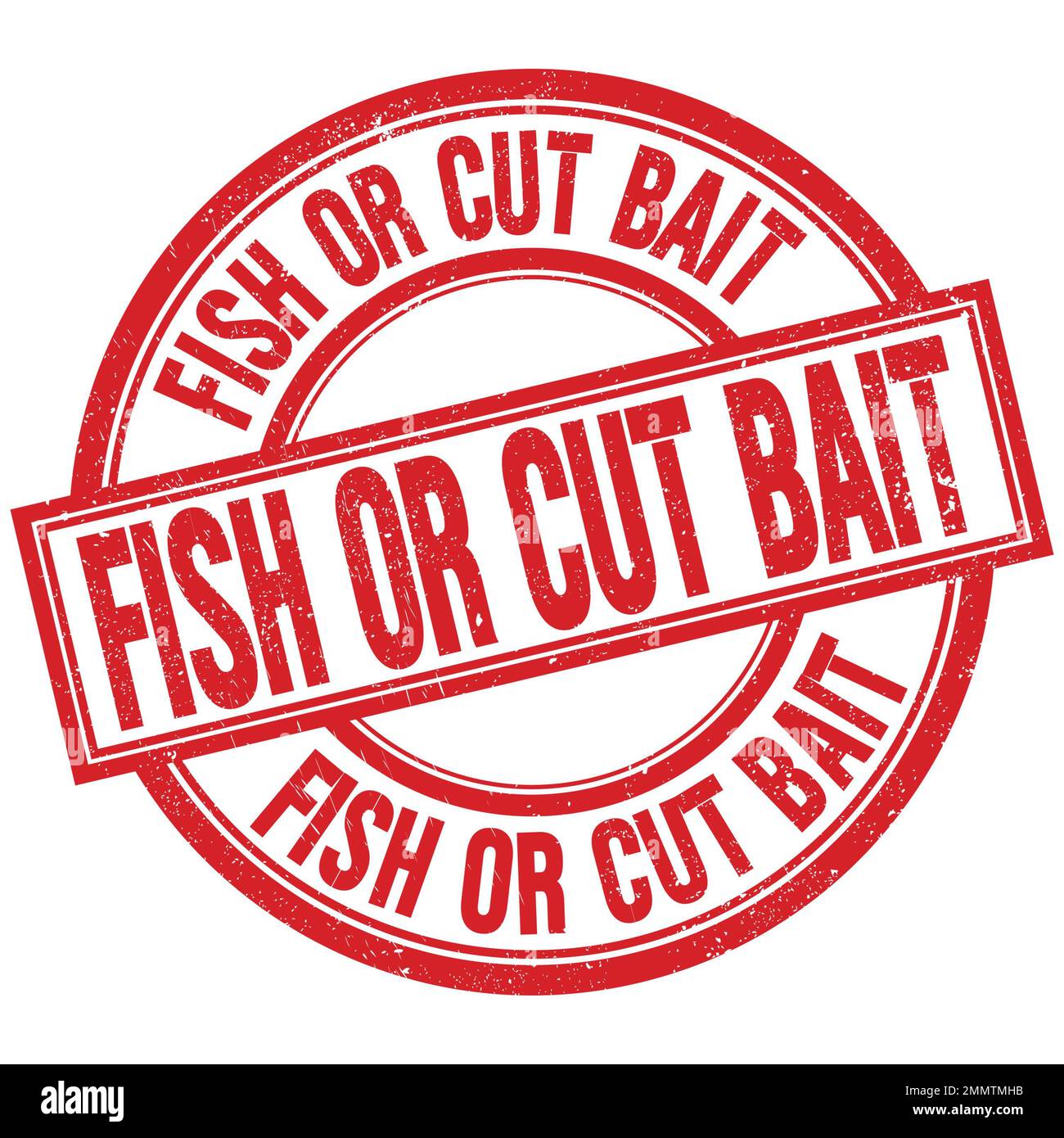 FISH OR CUT BAIT text written word on red round stamp sign Stock Photo