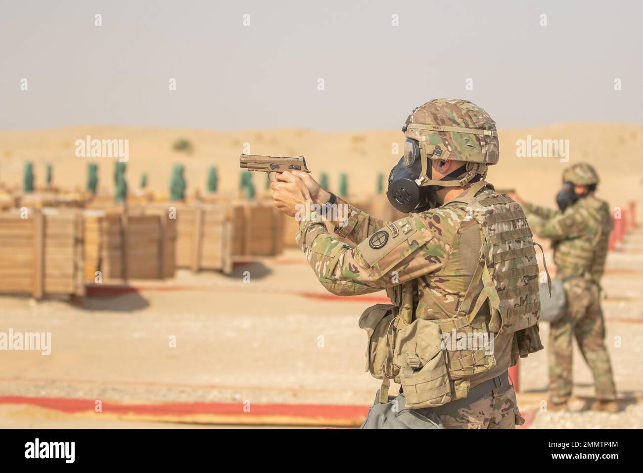U.S. Army Soldiers from the 35th Infantry Division conduct M17 and M4