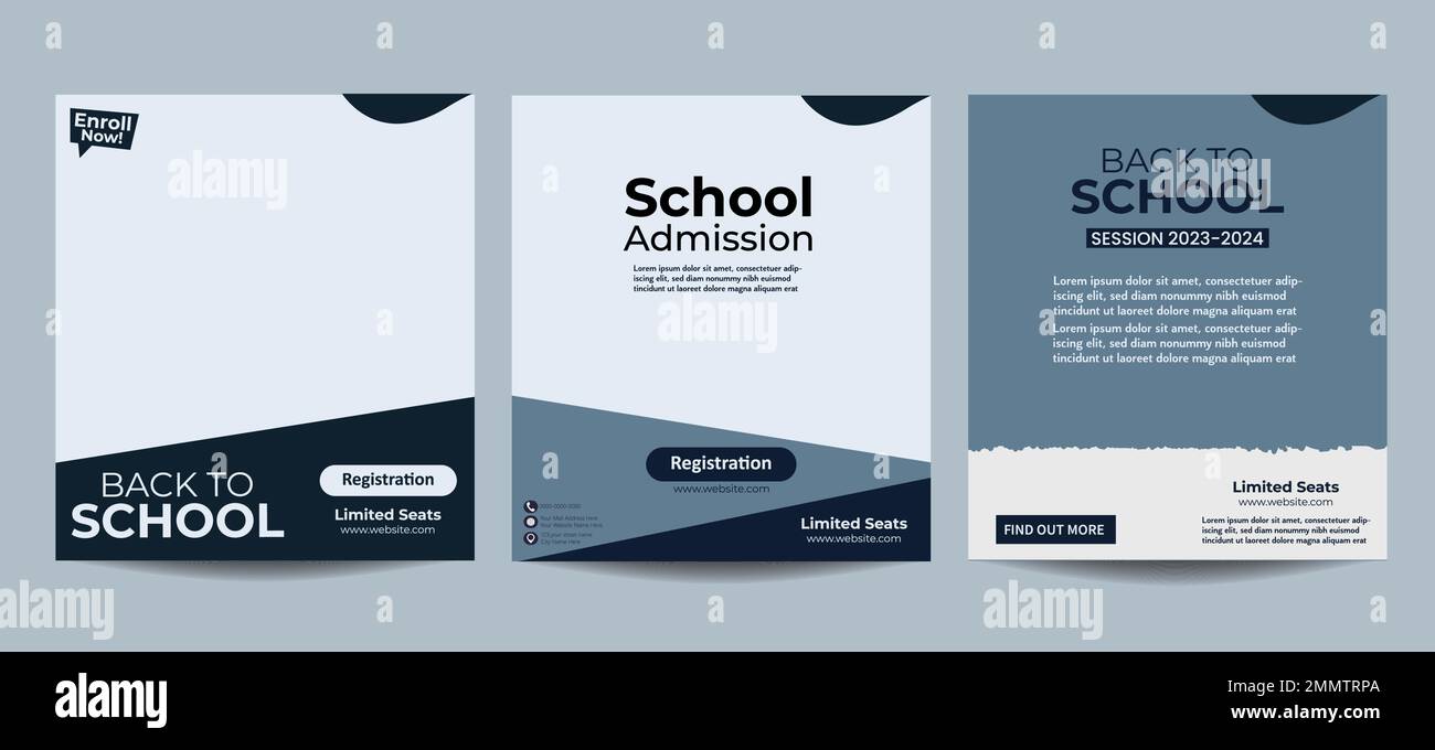 School admission social media post design and back to school web banner template. School education admission social media post template. Stock Vector