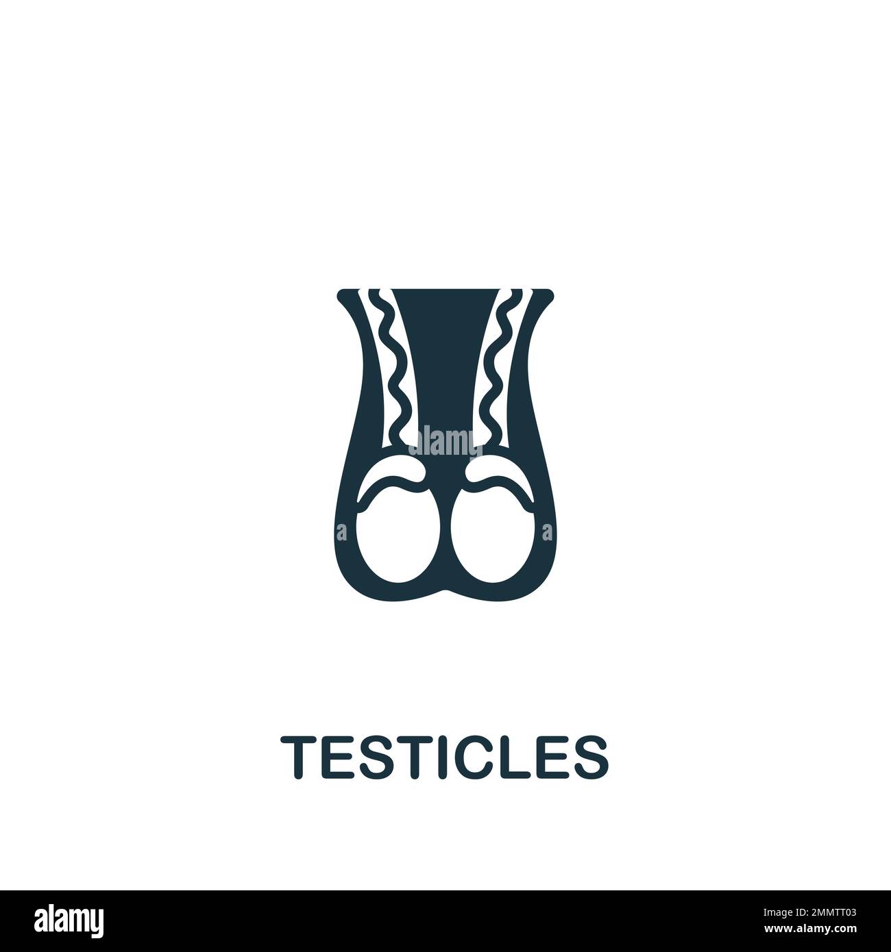 Testicles icon. Monochrome simple sign from anatomy collection. Testicles icon for logo, templates, web design and infographics. Stock Vector