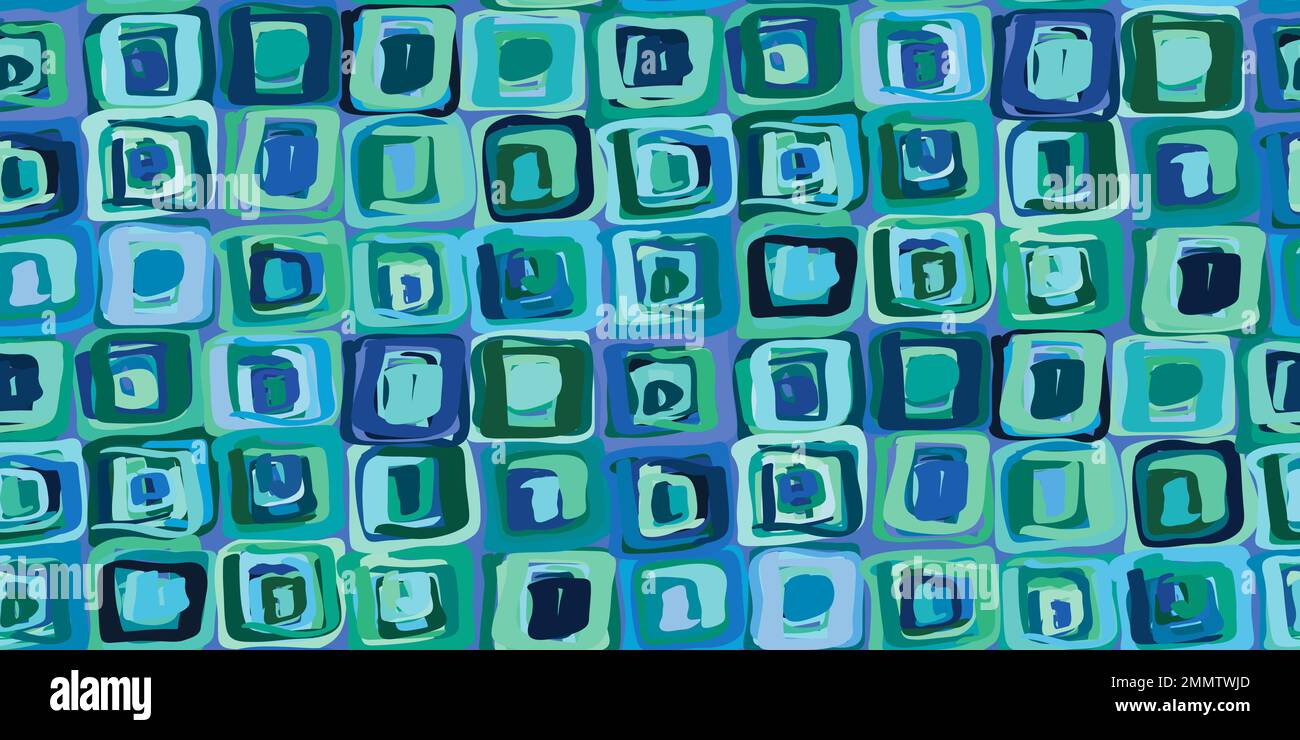 Checkered pattern made up of spiral squares. Hand-drawn geometric tiled ...