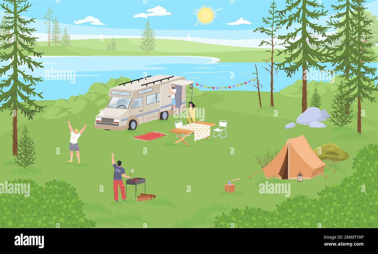 Person at campsite Stock Vector Images - Alamy