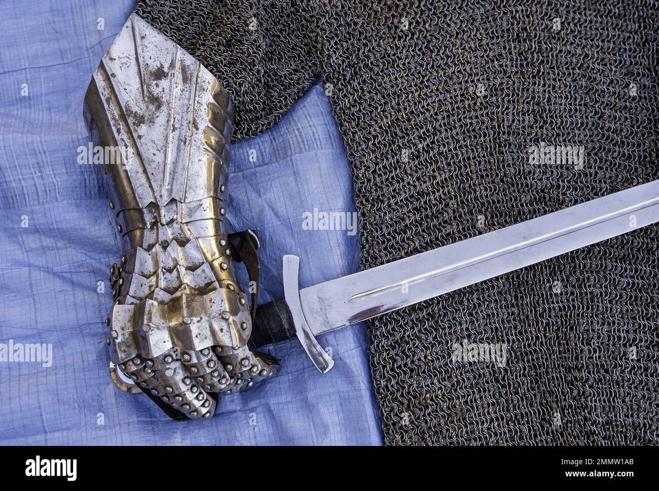 Detail of ancient medieval weapons, war and crime Stock Photo