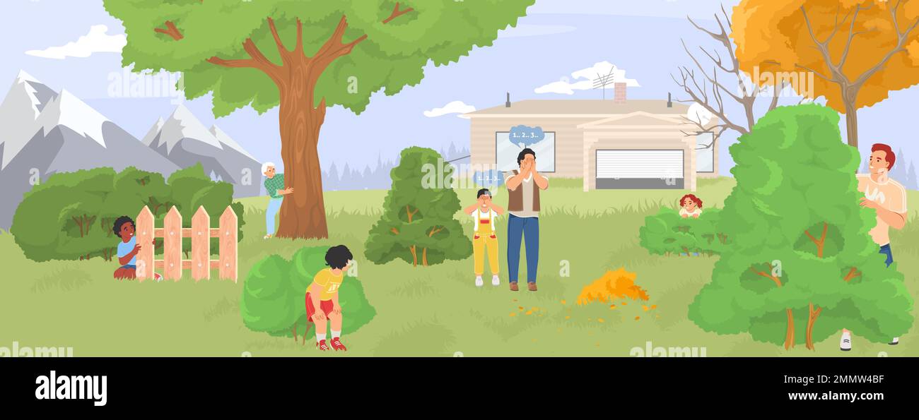 Children playing hide and seek illustration Stock Vector Image & Art - Alamy