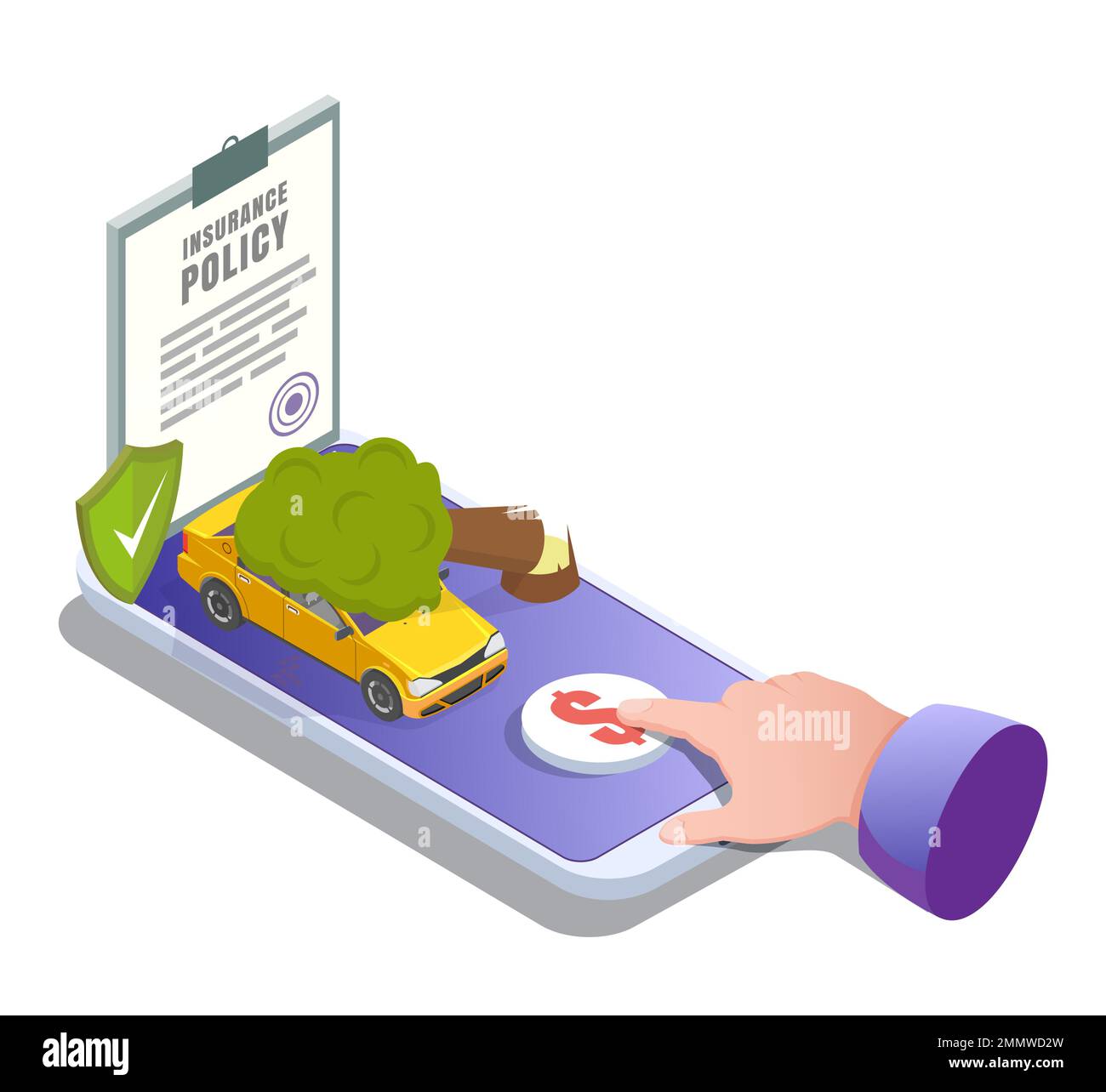 Car insurance online, vector flat isometric illustration Stock Vector ...