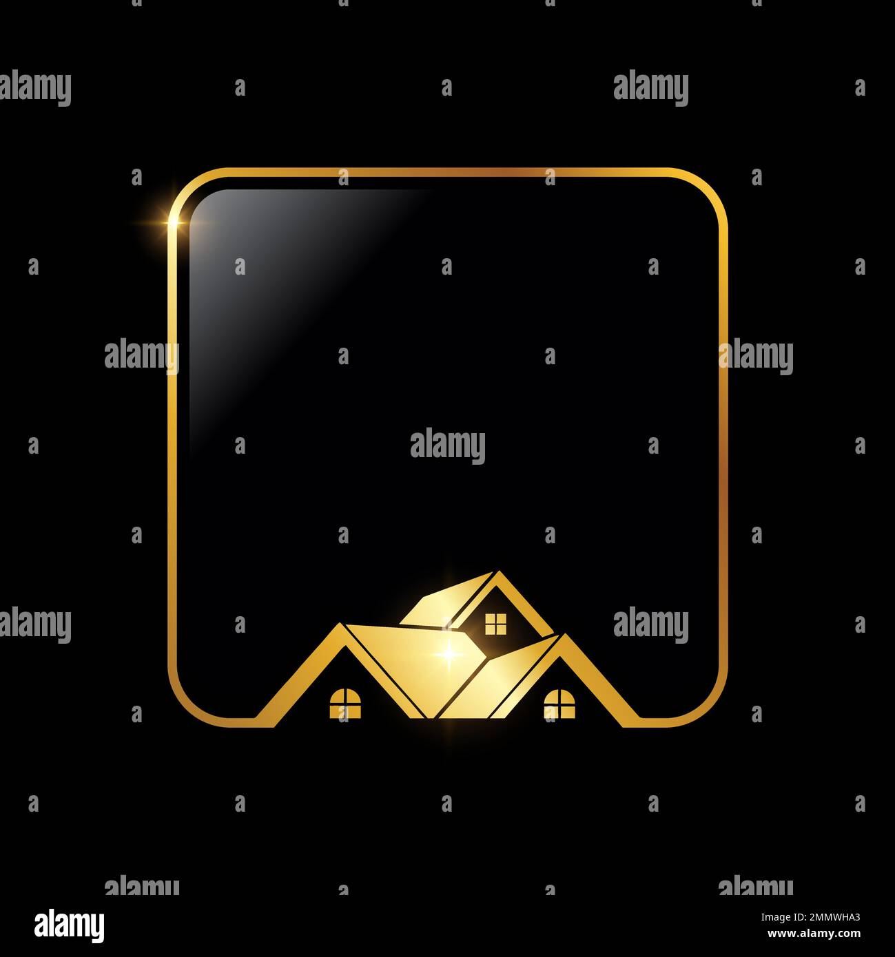 A vector illustration of Golden Luxury Real Estate vector Icon in black ...