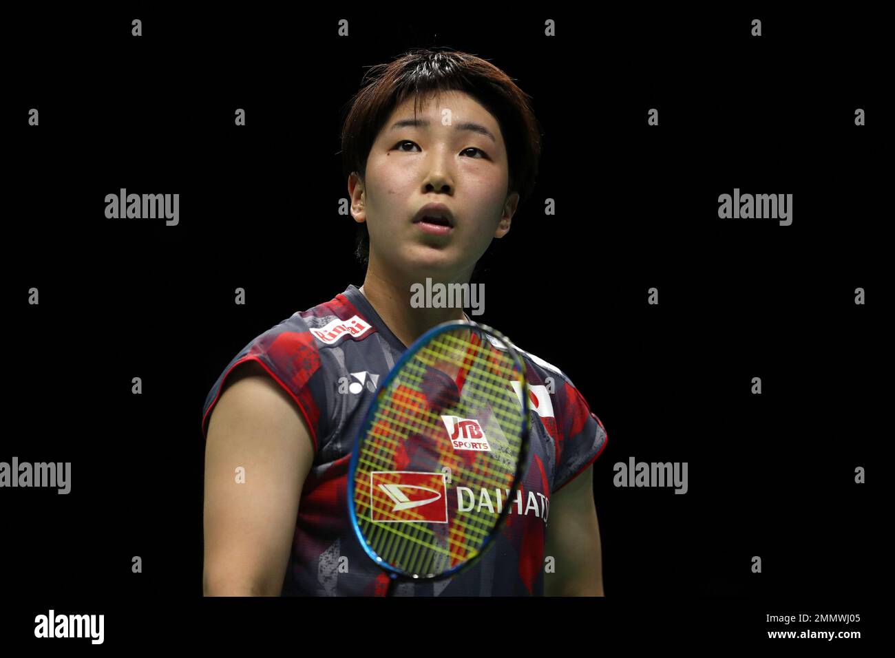 Akane Yamaguchi of Japan competes against Chen Yufei of China in their  women's single badminton quarterfinal match during the 2018 Asian Games,  offici Stock Photo - Alamy