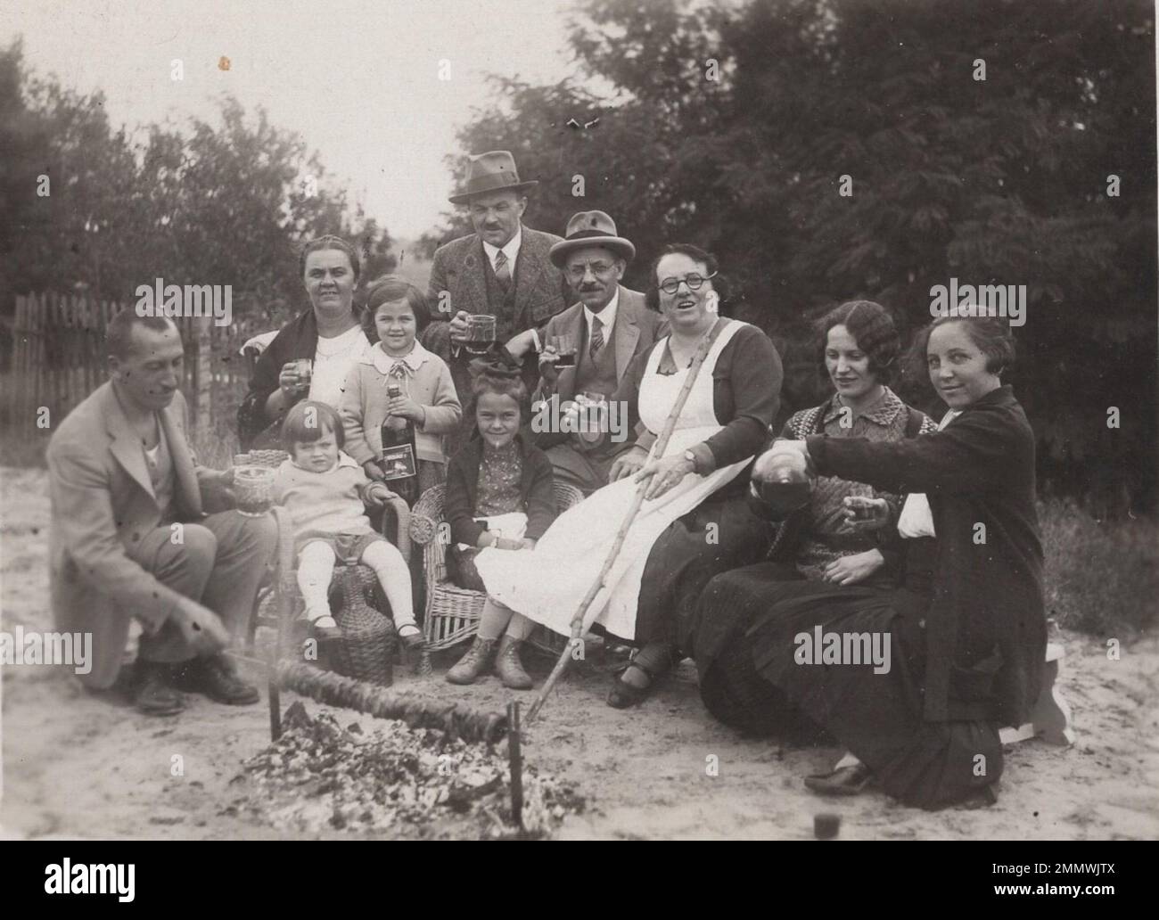 Vintage drinking / life event / celebrations / family photo / friends photo / vintage trip / vintage celebration / group photo / vintage family / vintage friends / Additional-Rights-Clearences-Not Available Stock Photo