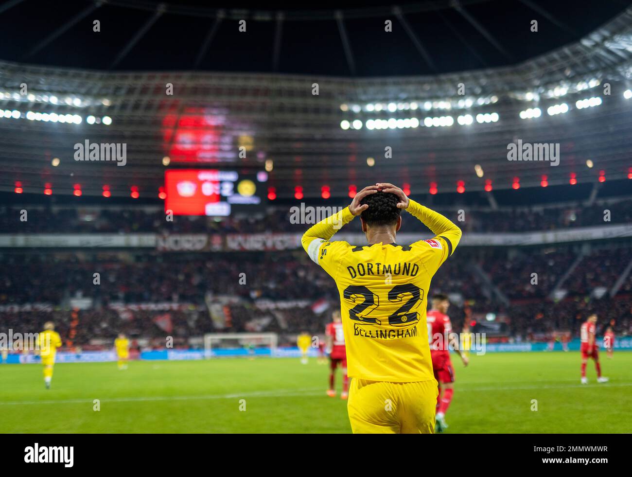 Leverkusen, Germany. 29th Jan, 2023.  Jude Bellingham (BVB) Bayer Leverkusen - Borussia Dortmund Bundesliga 29.01.2023  Copyright (nur für journalisti Stock Photo