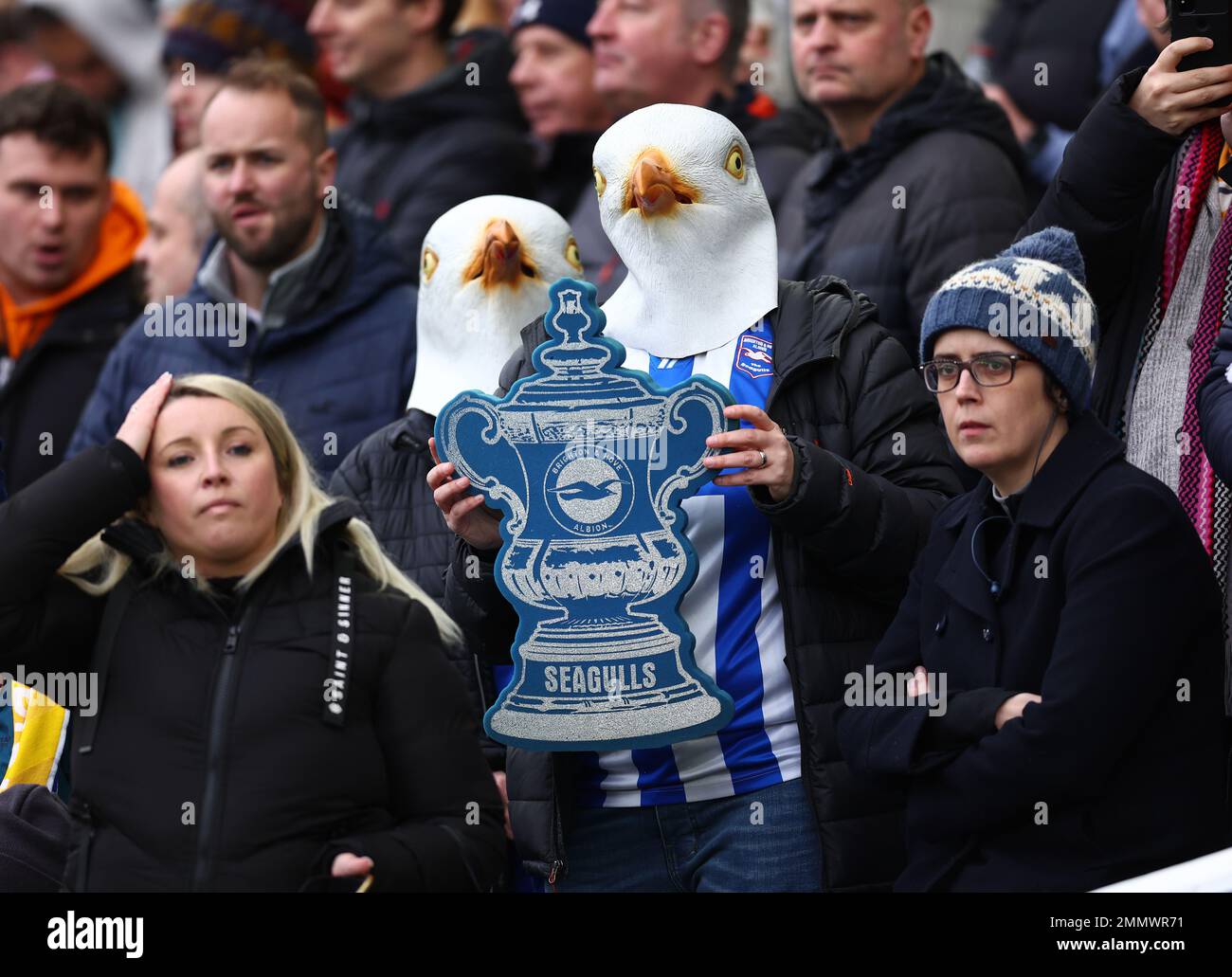Brighton and Hove, England, 29th January 2023. Brighton fans during the The FA Cup match at the AMEX Stadium, Brighton and Hove. Picture credit should read: David Klein / Sportimage Stock Photo