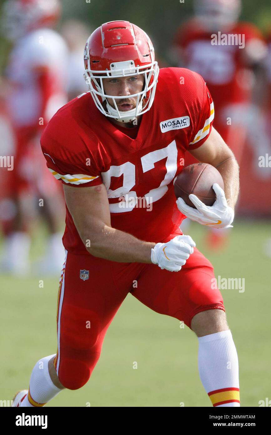 Kansas City Chiefs Tight End Travis Kelce Runs During NFL Football