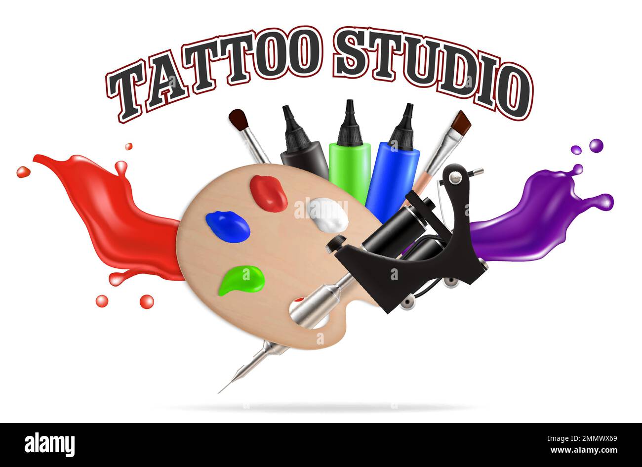 Tattoo studio label, emblem, logo vector template Stock Vector