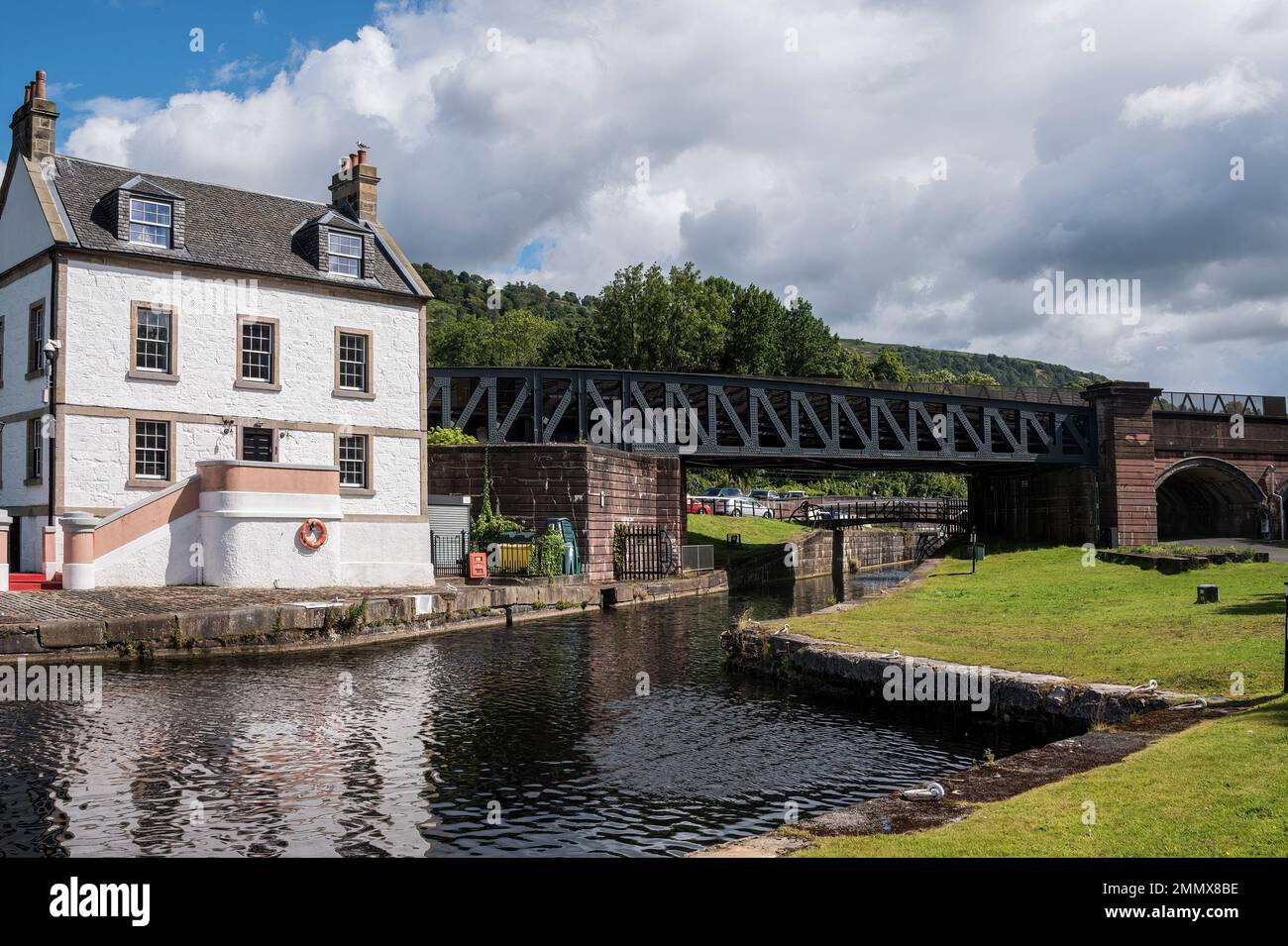 Bowling Harbour and Forth & Clyde Canal. Stock Photo