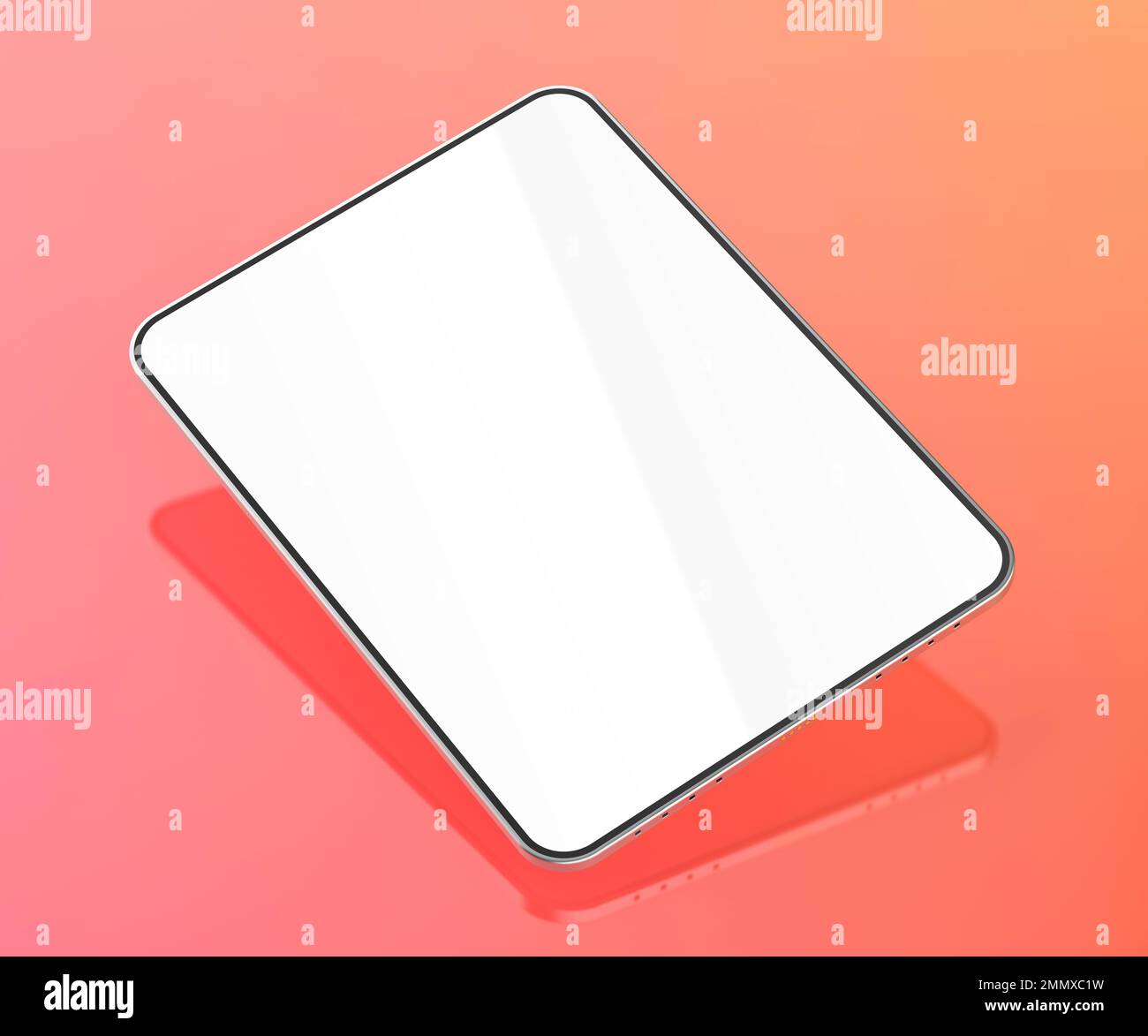 Tablet with empty screen on shiny colorful background Stock Photo