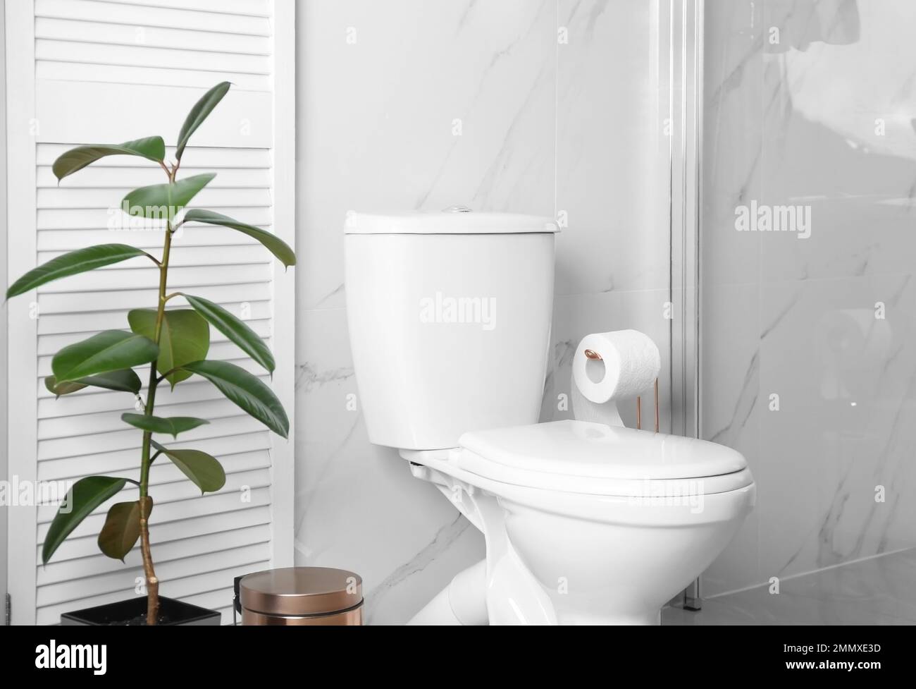 Ceramic toilet bowl in modern bathroom interior Stock Photo Alamy