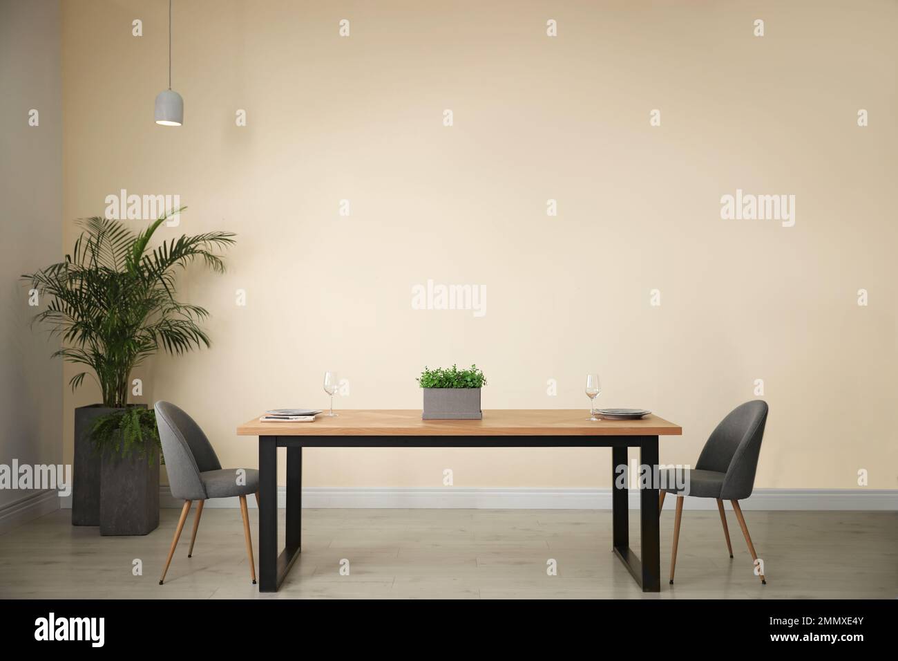 Modern dining room interior with stylish furniture Stock Photo - Alamy