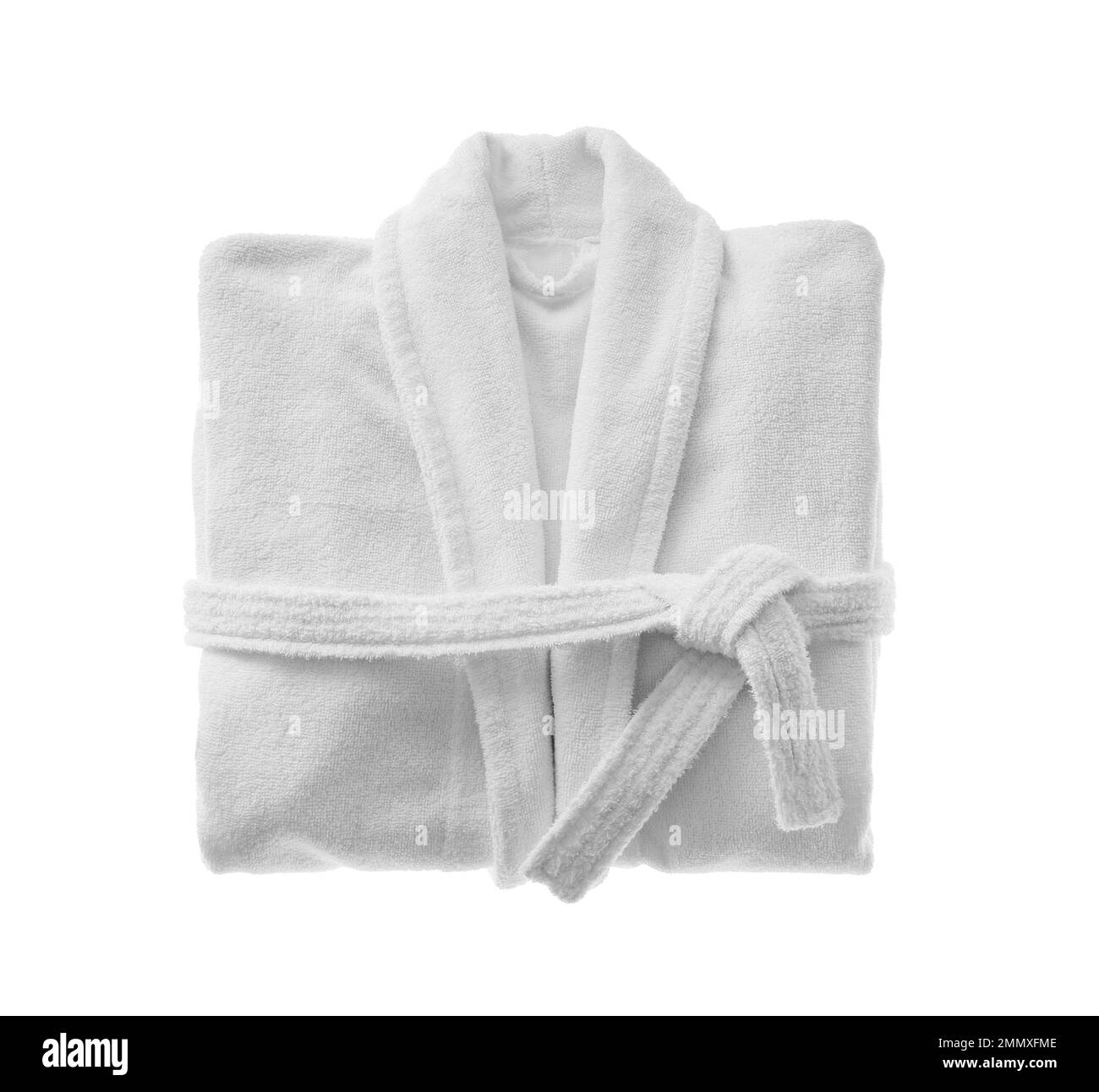 Clean folded bathrobe isolated on white, top view Stock Photo Alamy