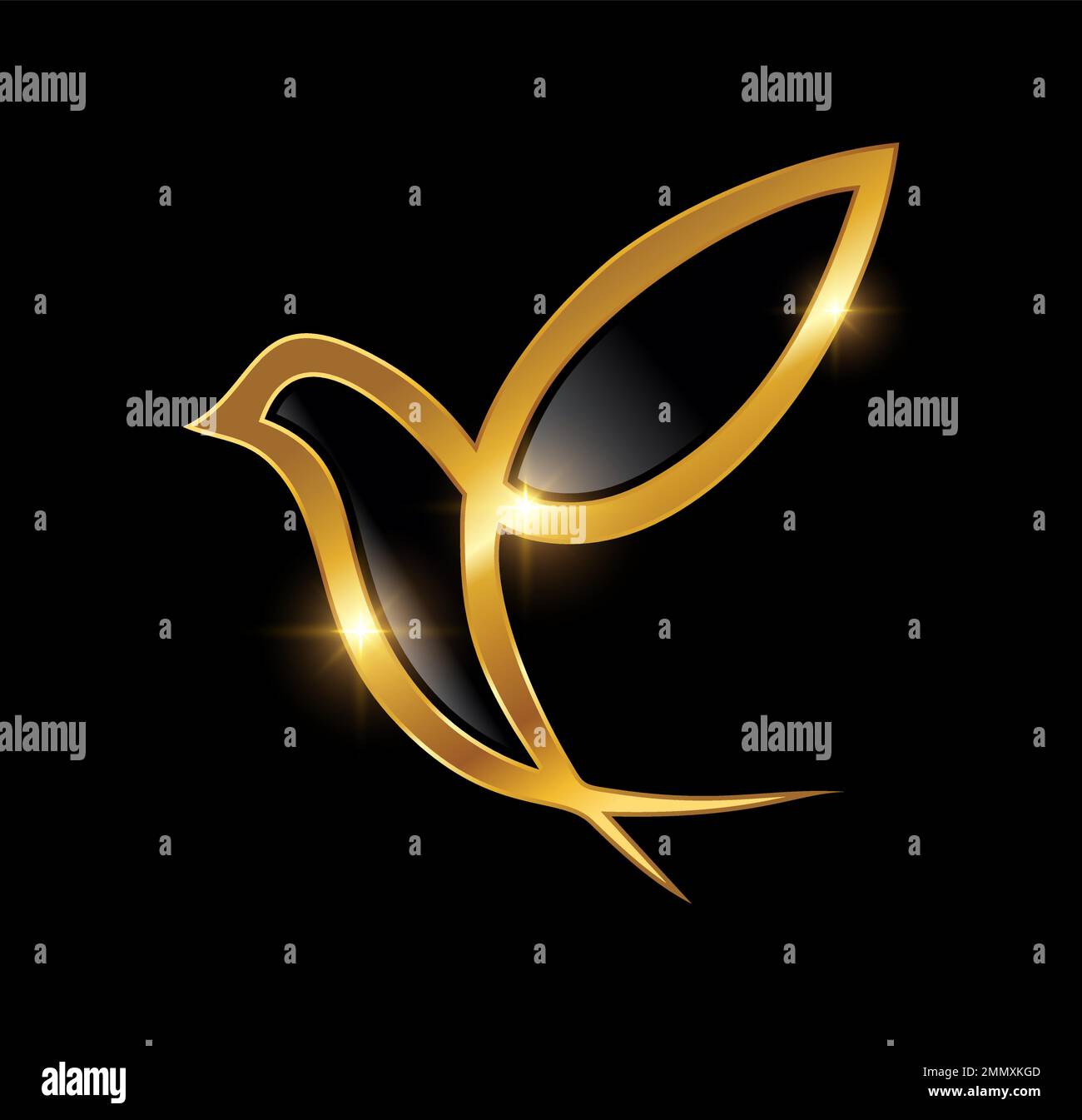 A vector Illustration of Golden Luxury Bird Logo Sign in black ...