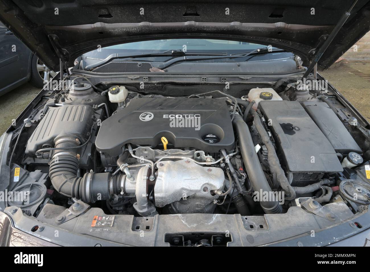 A Euro 6 emission diesel car engine. Stock Photo