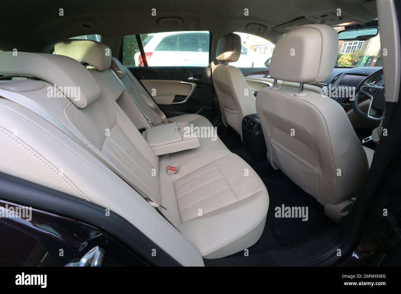 Luxury leather interior of a high speed sedan. Stock Photo