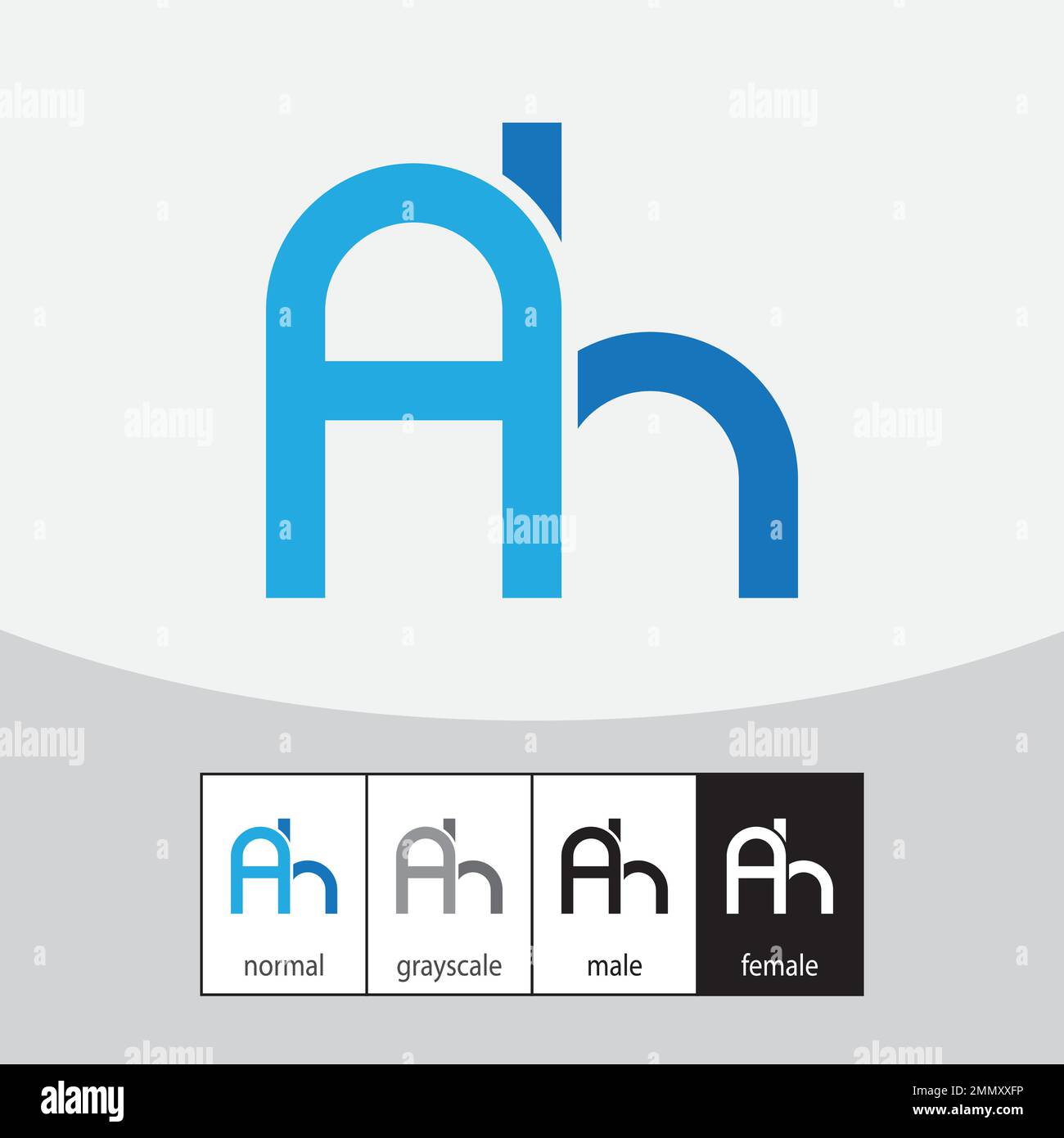 A and H Letter Logo. Blue Color. - Vector. Vector illustration Stock Vector