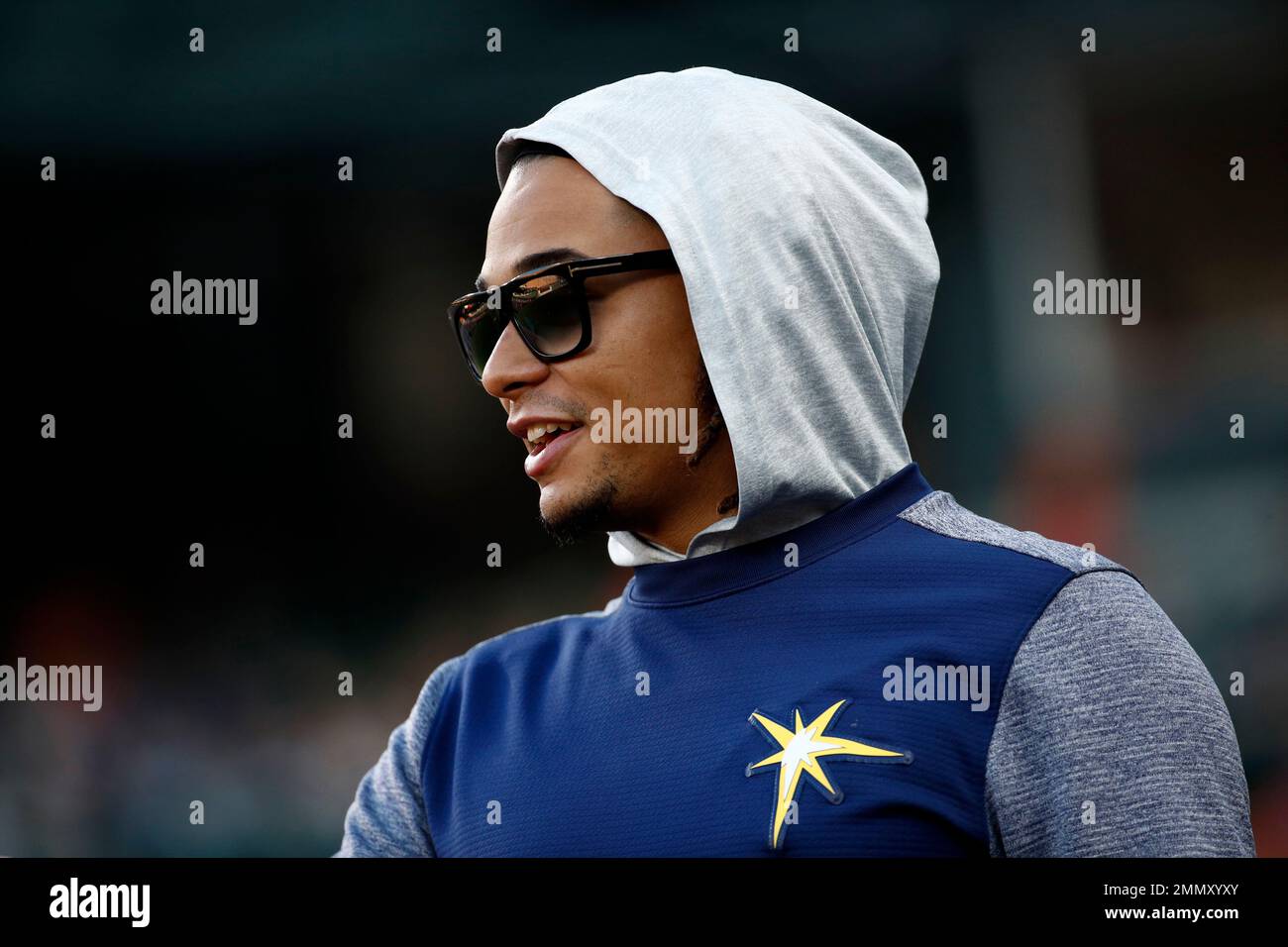 Tampa Bay Rays pitcher Chris Archer walks on the field before a ...