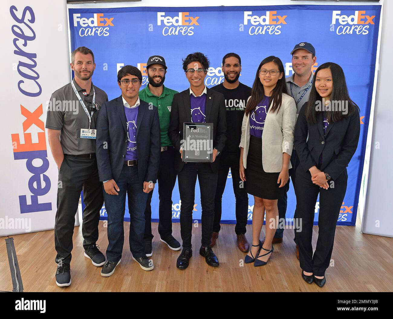 IMAGE DISTRIBUTED FOR FEDEX - FedEx Junior Business Challenge Panel judges  Bryan Crawford (2019 RBC Canadian Open Tournament Director), Adam Hadwin  (PGA TOUR player and Canada native), Marc Lafleur (truLOCAL Inc. CEO