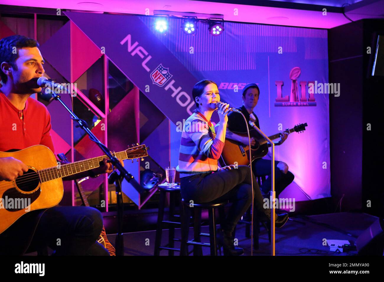 Singer Maren Morris performs at a Bose fan event in advance of the Super Bowl 52 football game at the NFL House, Saturday, Feb. 3, 2018, in Minneapolis. (Gregory Payan/AP Images for NFL) Stock Photo