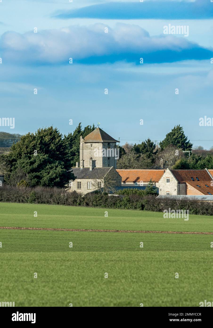 Temple Bruer, Sleaford, Lincolnshire - The 12th century Knights Templar preceptory tower or The Temple Bruer Preceptory Stock Photo