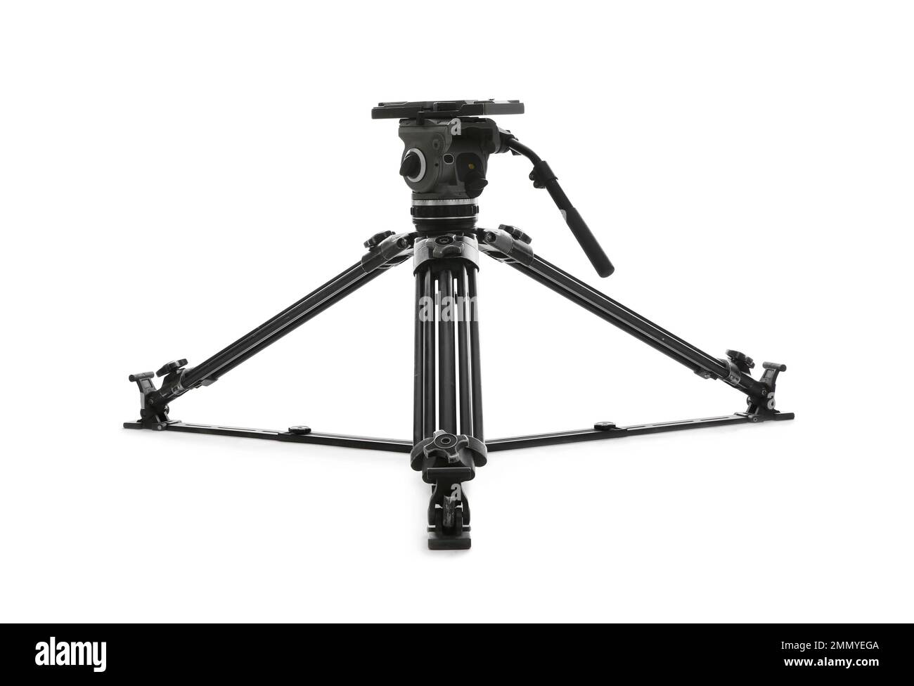 Modern tripod for video camera isolated on white Stock Photo Alamy