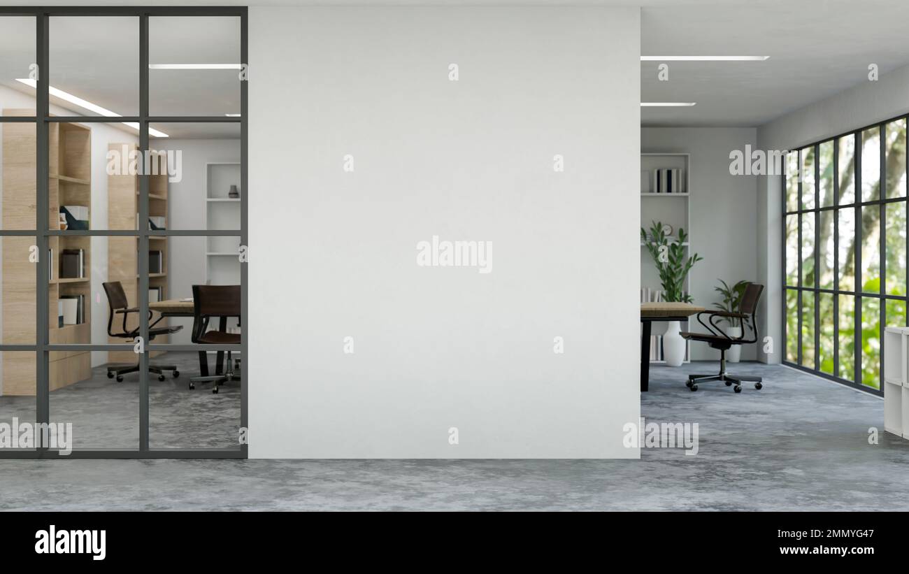 Modern urban company office indoor building interior design with