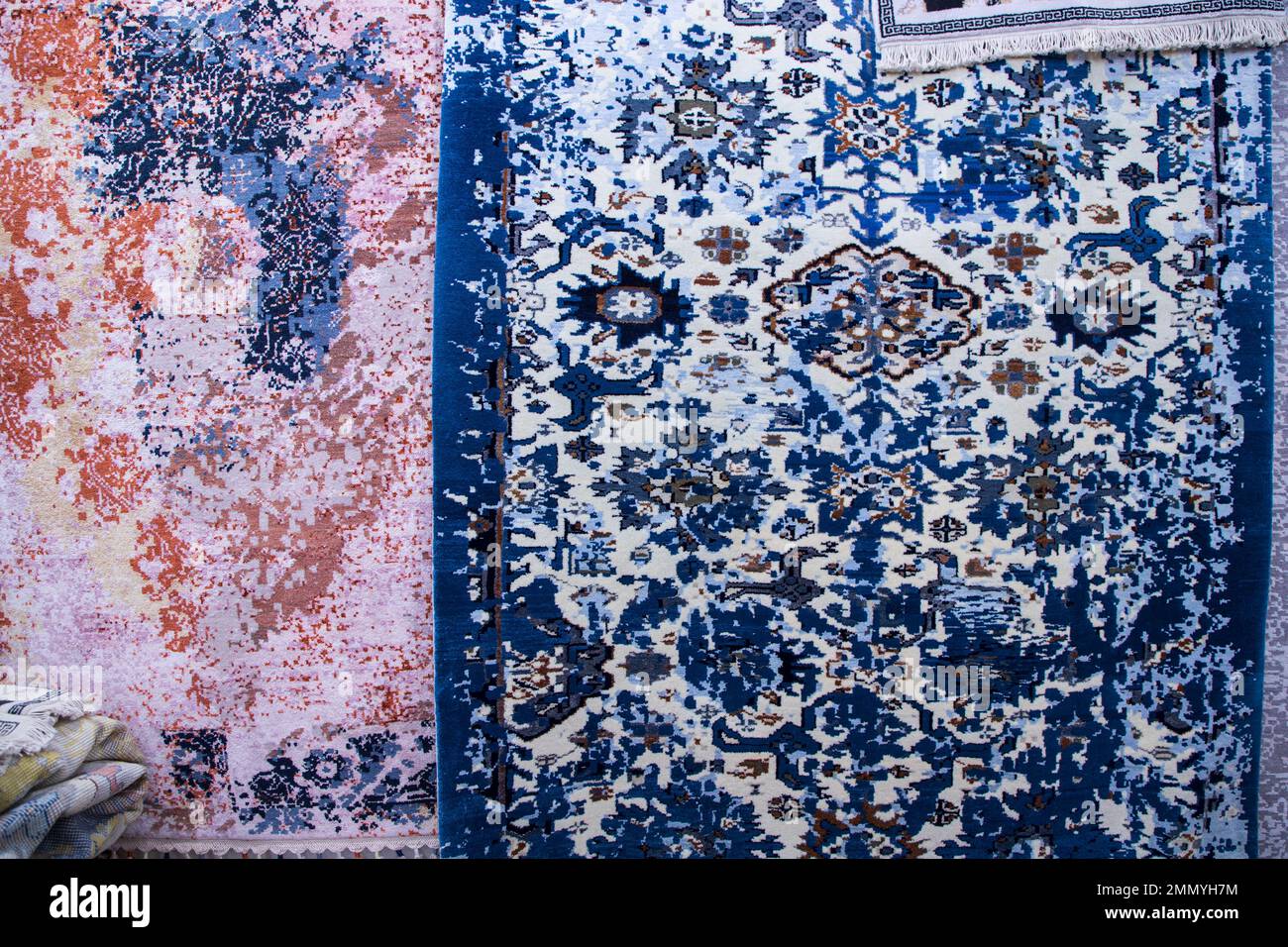 Detail of a traditional Turkish carpet in Istanbul, texture background