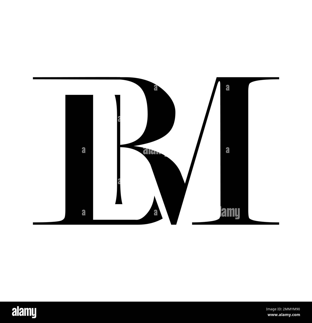 Vector Illustration isolated in white background of Monogram Logo vector Initial Letters BM Stock Vector