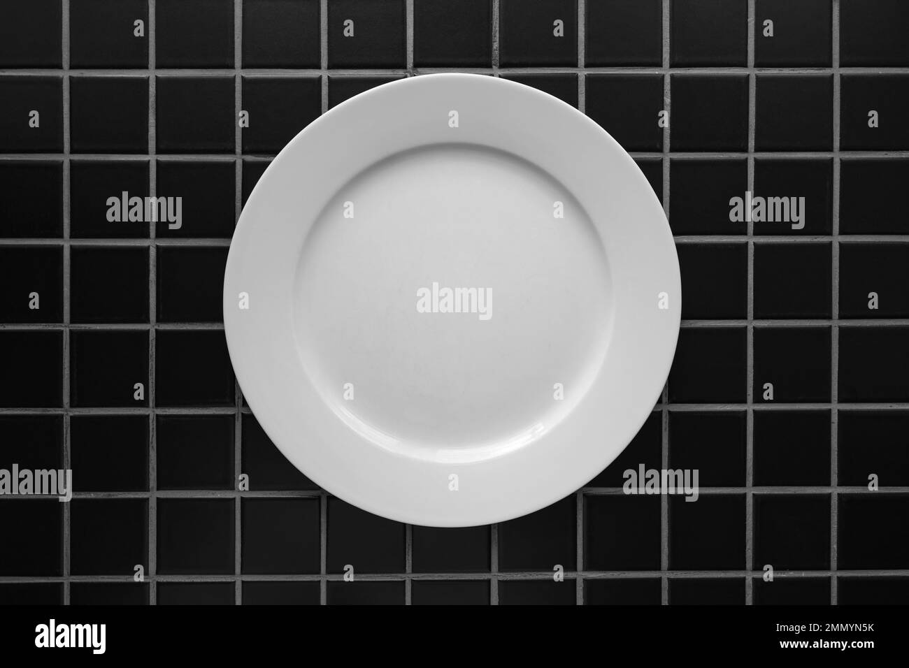 Empty dining plate flat lay top view as copy space Stock Photo