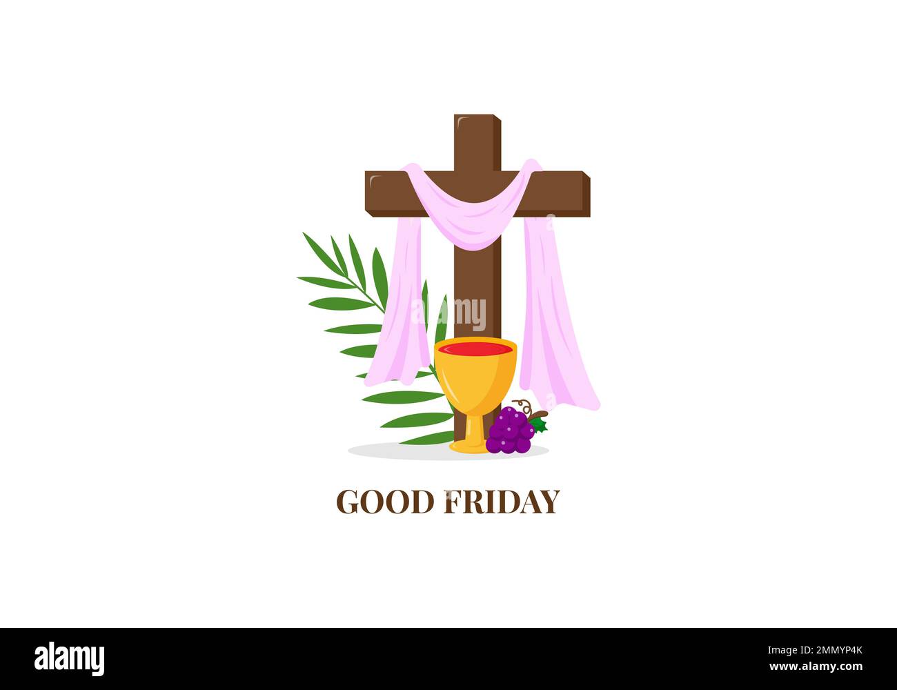 Christian greeting card or banner of the Holy Week before Easter. cross