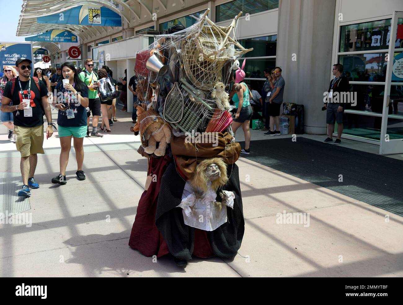 A guest dressed as The Junk Lady from "Labyrinth" attends day two of