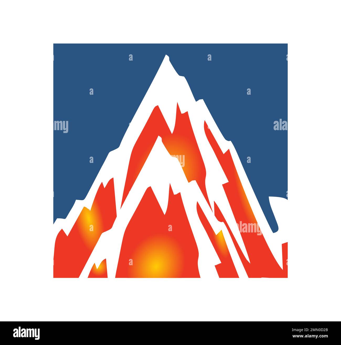 Mount Lava Volcano Vector Icon illustration in white background isolated Stock Vector