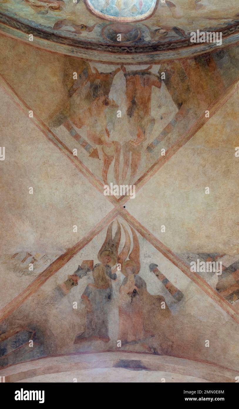 France, Aude, Saint Polycarpe, abbey of Saint Polycarpe, ceiling of the