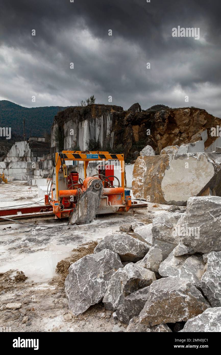 France, Pyrenees Atlantiques, Bearn, Arudy, view of the installations of a marble quarry Stock Photo