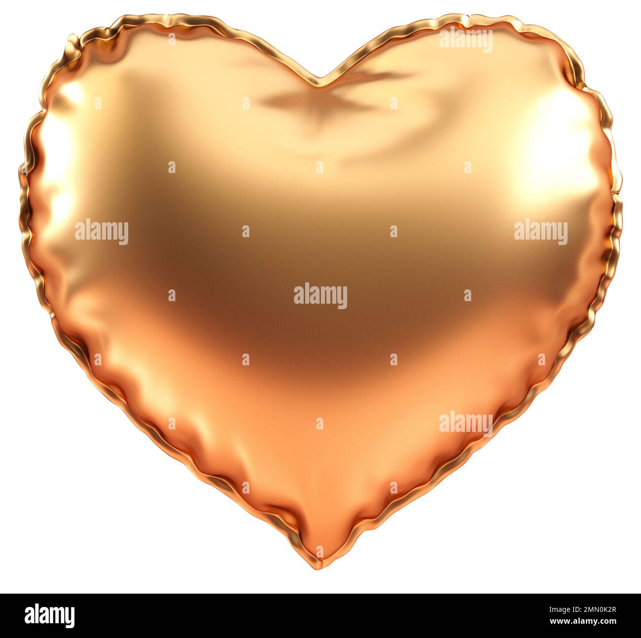 Golden heart balloon isolated on a white background. Cut out object in ...