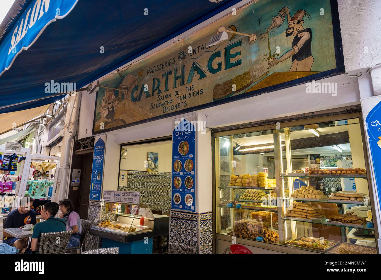 France, Alpes-Maritimes, Nice, listed as World Heritage by UNESCO, Old Nice, Tunisian restaurant Le Carthage rue Saint Francois Stock Photo
