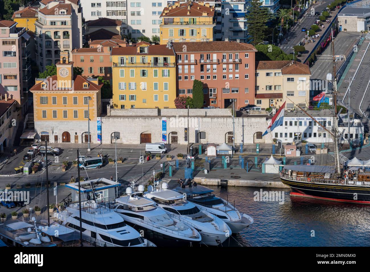France, Alpes-Maritimes, Nice, listed as World Heritage by UNESCO, the old port or port Lympia, the former prison of Nice reserved for forced labor between 1770 and 1854 located at the bottom of the quai d'Entrecasteaux Stock Photo